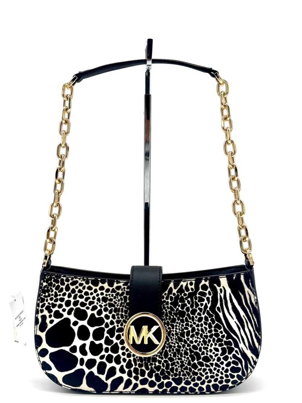 Michael Kors Carmen Small Pouchette Leather Crossbody Bag Black Multi